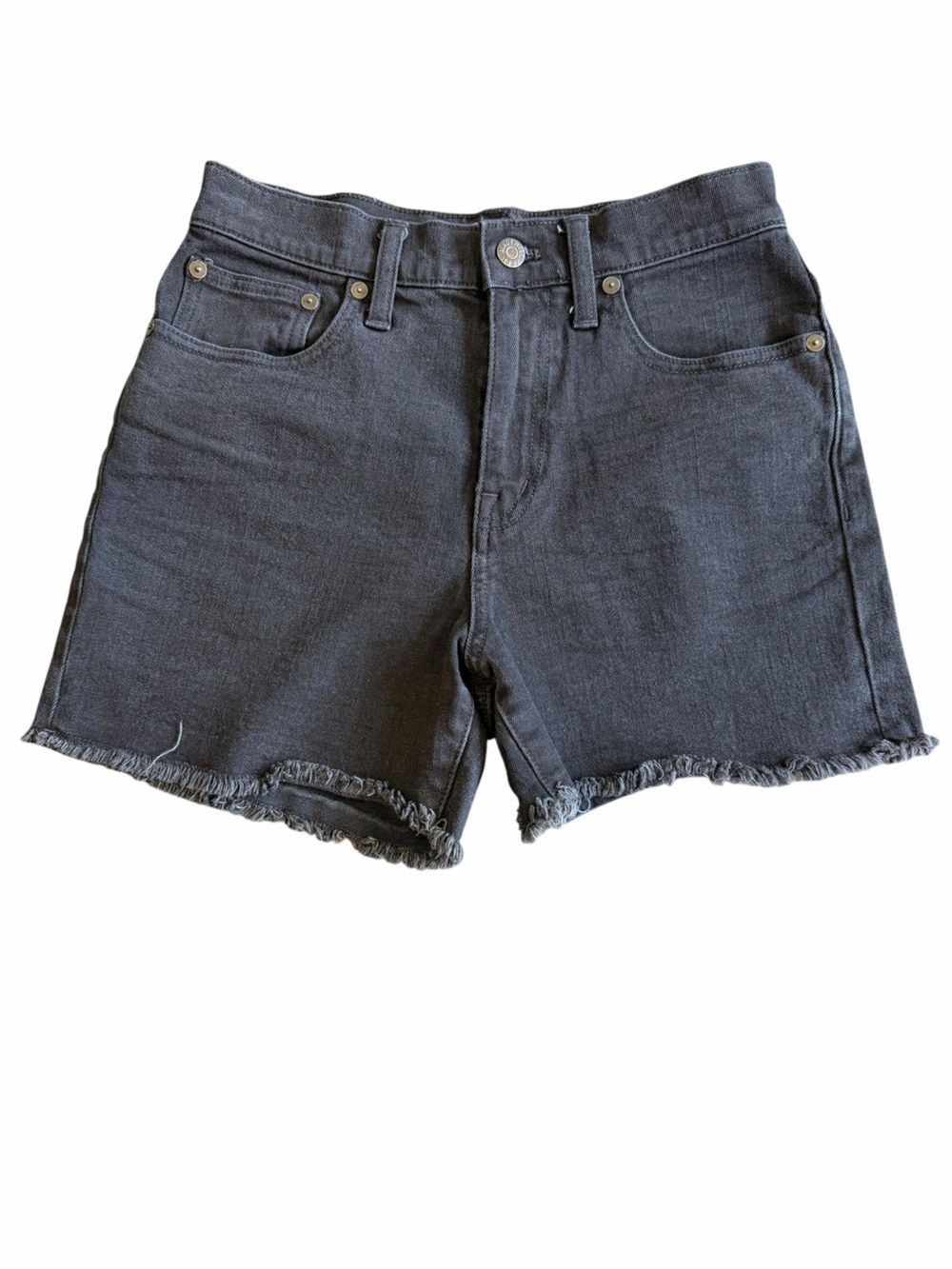 Madewell Black Denim Cutoff Shorts Size 24 High Rise Raw Hem
